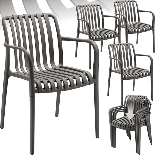 tectake Gartenstuhl Gartenstühle (Set, 4 St), Wetterfester, strapazierfähiger und langlebiger Kunststoff