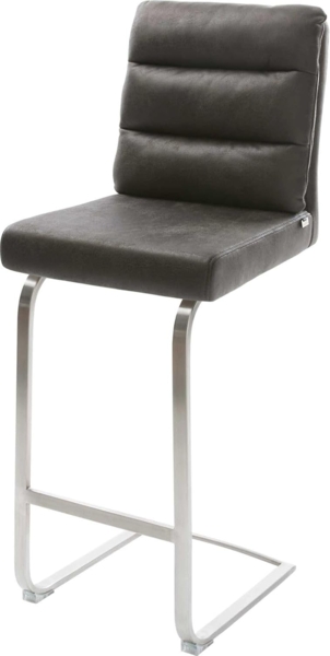 Barstuhl Pela-Flex Vintage Anthrazit Freischwinger flach Edelstahl