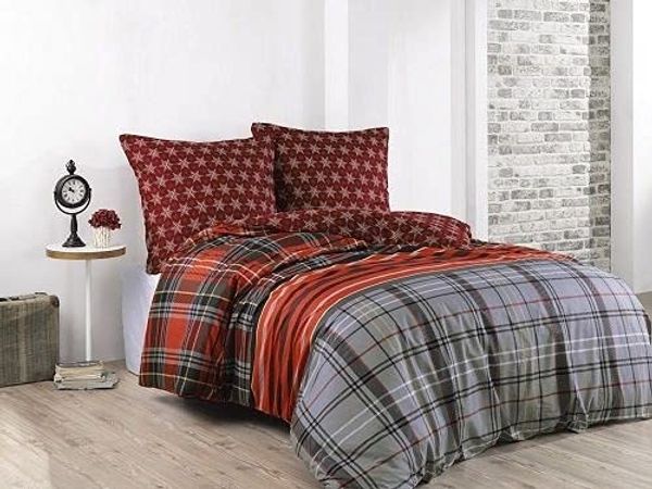 Leonado Vicenti Bettwäsche 4 tlg Winter Thermofleece Wende Plüsch Thermo Fleece Nicky Bettwäsche 135x200 cm Flausch Cashmere touch weich kuschelig warm Teddy Plüsch Grau Schwarz Rot Schneeflocken Kariert SANTA, Fleece, 4 teilig