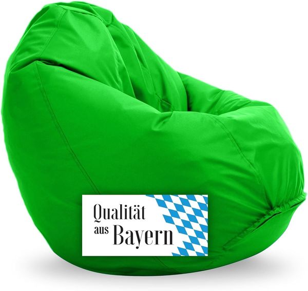 Bruni Riesen-Sitzsack Classico L in Grün – XXL Sitzsack mit Innensack zum Lesen, Abnehmbarer Bezug, lebensmittelechte EPS-Perlen als Bean-Bag-Füllung, aus Deutschland