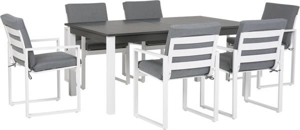 Essgruppe für 6 Personen PANCOLE Metall 168 248x100x75 cm Grau
