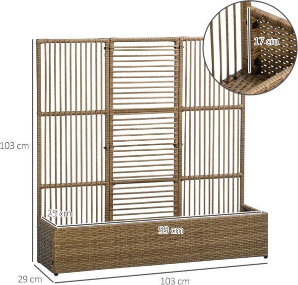 Outsunny Blumenkasten mit Rankhilfe, wetterbeständig (Pflanzkasten, 1 St, Pflanzkübel), für Garten, Terrasse, Sand Bild 7