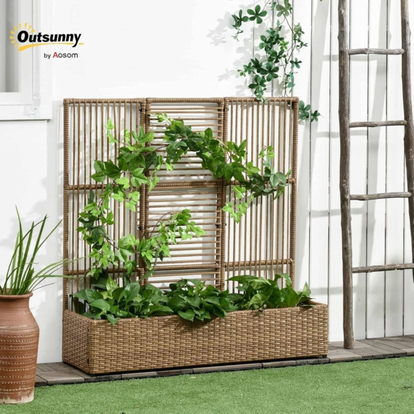 Outsunny Blumenkasten mit Rankhilfe, wetterbeständig (Pflanzkasten, 1 St, Pflanzkübel), für Garten, Terrasse, Sand Bild 2