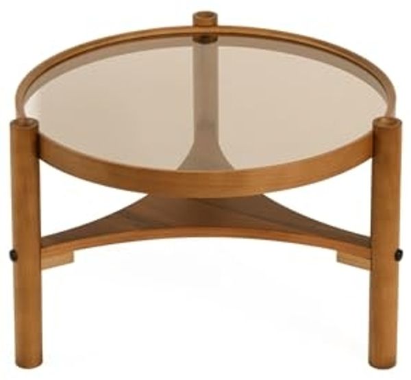 Elegant Coffee Table, Solid Beech Wood & Tempered Glass Top (100 cm), Walnut Finish | Sturdy MDF Base | Modern Design for Living Room & Office