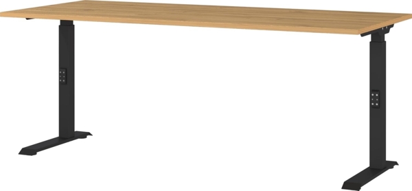 Germania Schreibtisch 7912-582, in Grandson-Eiche-Nb./Schwarz, me. höheneinst, 180 x 91 x 80 cm (BxHxT)