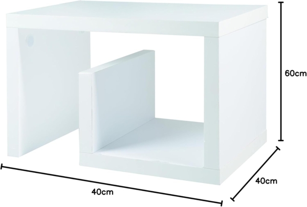 Los Angeles - Beistelltisch, Couchtisch, Beisteller mit kleiner Ablage, moderne Form, weiss Bild 3
