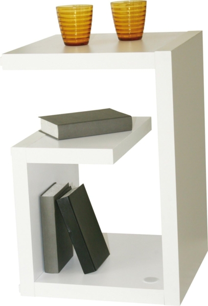 Los Angeles - Beistelltisch, Couchtisch, Beisteller mit kleiner Ablage, moderne Form, weiss Bild 4