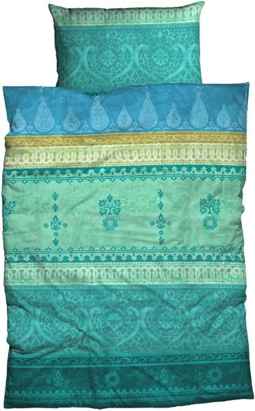 Traumschlaf Satin Bettwäsche Indi türkis|200x220 cm + 2x 80x80 cm