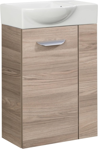 Fackelmann SBC LUXOR Gäste WC Set 2-teilig 45 cm, Braun hell, links, Keramik Hahnloch rechts