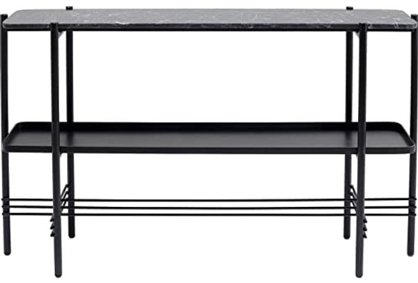 Kare Design Konsole Bennet, Schwarz, Konsolentisch, Marmor Deckplatte, Stahlgestell, Unikat, 72 x 120 x 30 cm (H/B/T)
