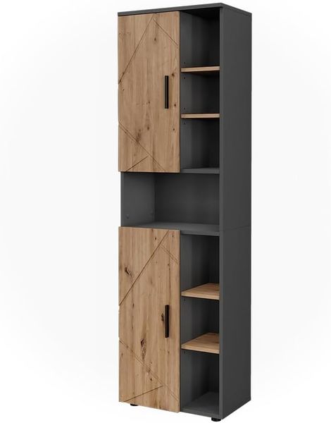 Hochschrank Irma Anthrazit/Goldkraft Eiche 50 x 172 cm mit 2 Türen Vicco