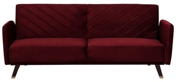 Schlafsofa 3-Sitzer Samtstoff rot SENJA