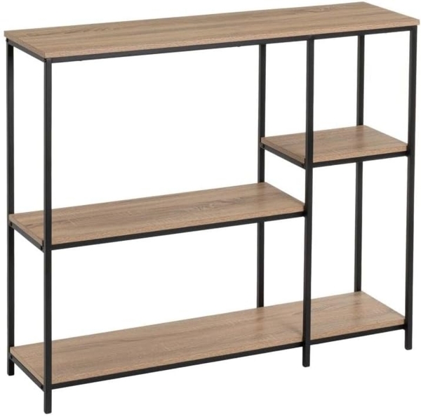 Bodenregal mit 4 Böden aus PB und Metall in Natur und Schwarz Bild 1