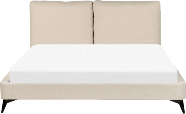 Bett mit Lattenrost MELLE 160 x 200 cm Bouclé Helles Beige