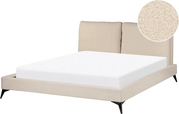 Bett mit Lattenrost MELLE 160 x 200 cm Bouclé Helles Beige