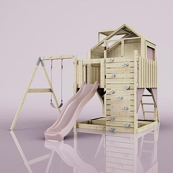 PolarPlay Spielturm Madita aus Holz in Rosa