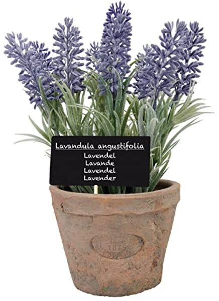 Esschert Design Kunststoffpflanze Lavendel im Topf, Größe L, ca. 11x11 cm cm x 22 cm