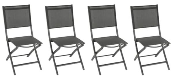 Hespéride - 4er-Set klappbare Gartenstühle Essentia in Anthrazitgrau und Grau - Anthrazit/Graphit