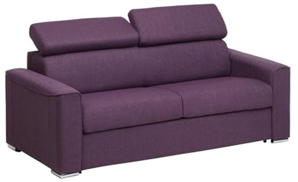 Schlafsofa 3-Sitzer Stoff VIZIR - Violett - Liegefläche: 140 cm - Matratzenhöhe: 18 cm mit Memory Schaum