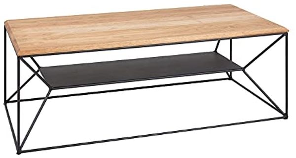 riess-ambiente Couchtisch ARCHITECTURE 110cm natur / schwarz (Einzelartikel, 1-St), Wohnzimmer · Eiche-Massivholz · Metall · geölt · mit Ablage · Design