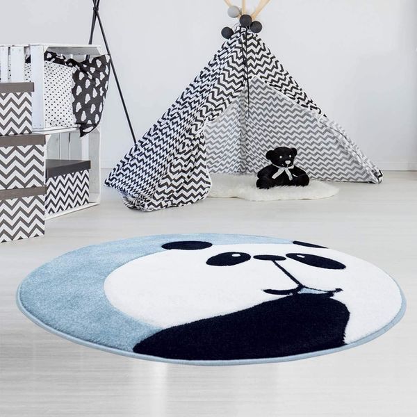 Carpet City Kinderteppich Bueno Kids 1389, rund, Höhe: 13 mm, Spielteppich, Panda-Bär, 3D-Effekt, Weicher Flor, Pflegeleicht