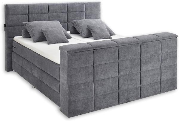 DENVER 6 Boxspringbett 180x200 mit Bettkasten, Anthrazit - Bequemes Doppelbett mit 7-Zonen Federkern Matratze und Topper - 202 x 123 x 240 cm (B/H/T)