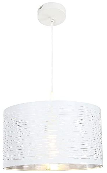 Hängelampe, Metall, weiß, Chrom, rund, 38 cm