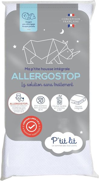 P'tit Lit Matratzenschoner für Babys, Allergostop 70x140 cm | Komplettbezug wasserdicht | natürlicher Schutz gegen Milben und Bettwanzen – ohne chemische Behandlung – Oeko-Tex-Standard