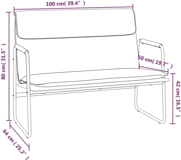 vidaXL Sitzbank Schwarz 100 x 64 x 80 cm Stoff Bild 2
