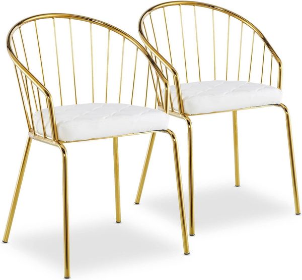 Menzzo Eventille Stuhl, Kunstleder & PU, weiß, L47 x T55,5 x H77,5 cm