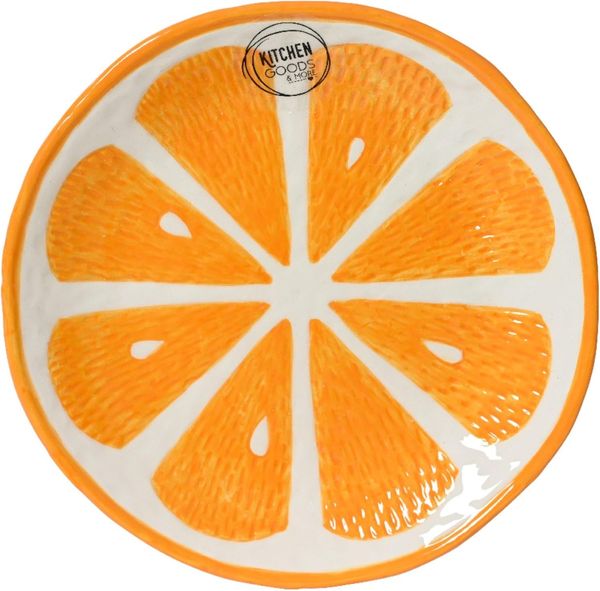 Decoris season decorations Frühstücksteller, Teller 16cm Keramik im Orangen Design Orange / Weiß