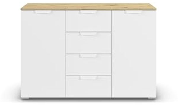 rauch Aditio Box, Kommode, 2-türig, 4 Schubladen, mit Softclose-Funktion, Farbe Weiß/Eiche Artisan, BxHxT 120x81x42cm Bild 7