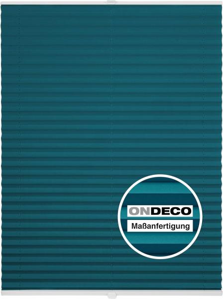 ondeco Plissee Klemmfix auf Maß für alle Fenster innen, ohne Bohren, Montage Klemmträger Sonnenschutz Sichtschutz Rollo Blickdicht - Petrol - B): 101-110 cm, H): 101-150 cm