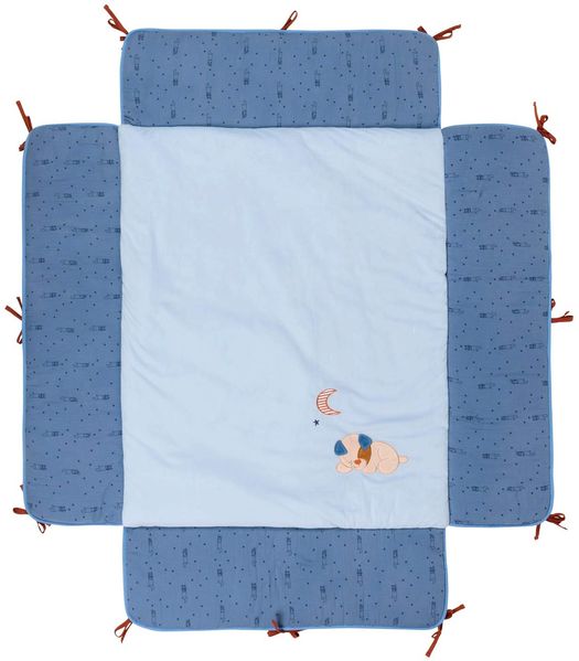 Nattou Laufgittereinlage mit Seitenpolsterung Hund Jim, 95x75 cm, Jim und Bob, Blau