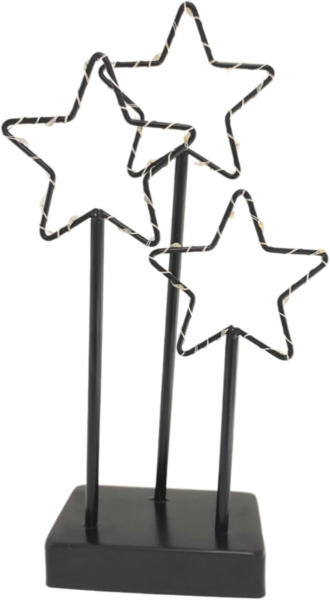 ToCi LED Stern LED Leuchtstern Metall 27 LEDs Batteriebetrieb Timer Schwarz Deko XMAS