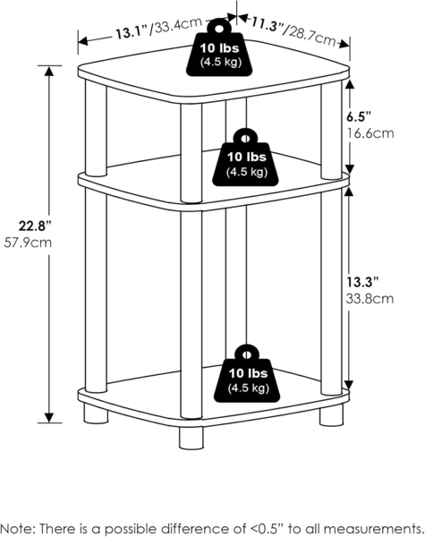 Furinno Just 3-stöckiger Turn-N-Tube Kurviger Beistelltisch, Beistelltisch, 2-Pack, Americano/Schwarz Bild 3