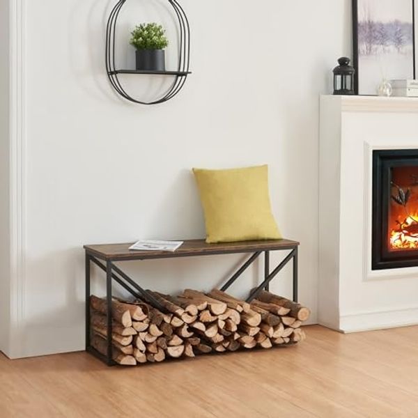 Kaminholzregal Vaasa mit Sitzfläche 100x30x50cm [en. casa]