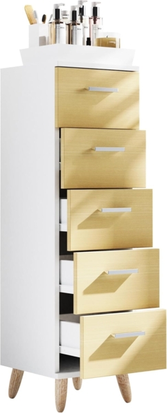 VCM Badmöbel Midischrank Landos 919476 Weiß / Honig-Eiche H. 100 x B. 30 x T. 30 cm