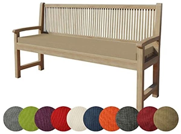 chilly pilley Bankkissen Bankauflage Polsterauflage Reißverschluss mit Schlaufen Kissen für Gartenbank Gartenbankauflage für Gartenmöbel Sitzkissen & Rückenkissen Outdoor (160 x 40 x 5 cm, Beige)
