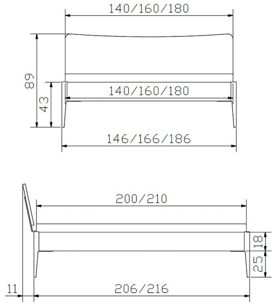 Hasena Lounge Spezia 160x210 Eiche bright, geölt - Fusshöhe 25 cm Massivholzbett Bild 3