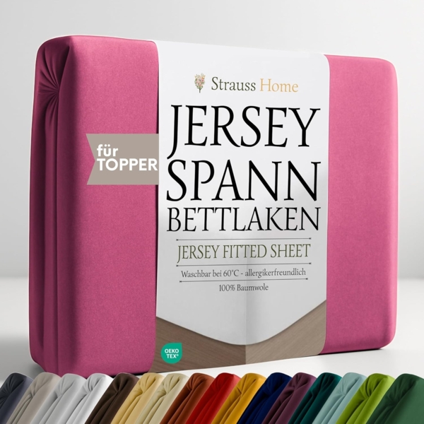 Strauss Home Spannbettlaken Premium Topper Spannbettlaken 150GSM für Matratzen-Topper 10cm Höhe, Gummizug: Rundumgummi, für Topper mit einer Höhe von 10cm, OEKO-TEX zertifiziert