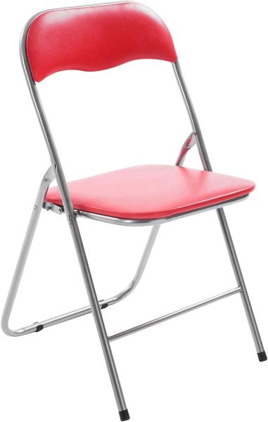 CLP Klappstuhl Felix Klappbarer mit Kunstleder PVC Sitz Gepolstert,rot/silber