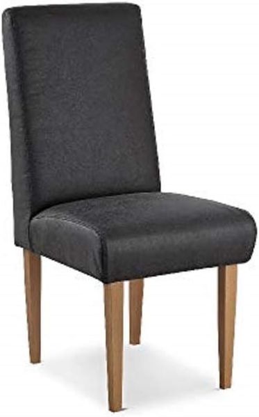 CAVADORE Esszimmerstuhl Kira, Polsterstuhl für Küche, Esszimmer oder Wohnküche in Büffellederoptik, Passend zur Küchengarnitur Kira, 48 x 103 x 62, Mikrofaser: dunkelgrau