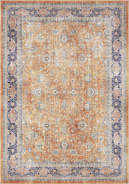 Kurzflor Teppich Keshan Maschad Goldgelb 80x150 cm