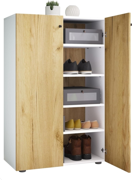 VCM Schuhschrank Lona 919592 Weiß / Honig-Eiche H. 110 x B. 70 x T. 39 cm