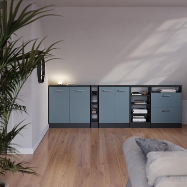 Dachschrägenschrank Rion Blau-Grau/Anthrazit mit 2 Türen Vicco Bild 7