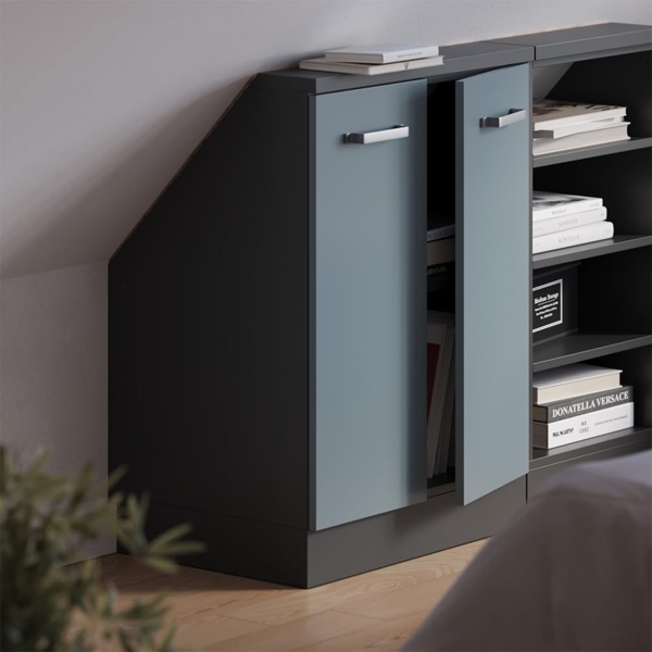 Dachschrägenschrank Rion Blau-Grau/Anthrazit mit 2 Türen Vicco Bild 2
