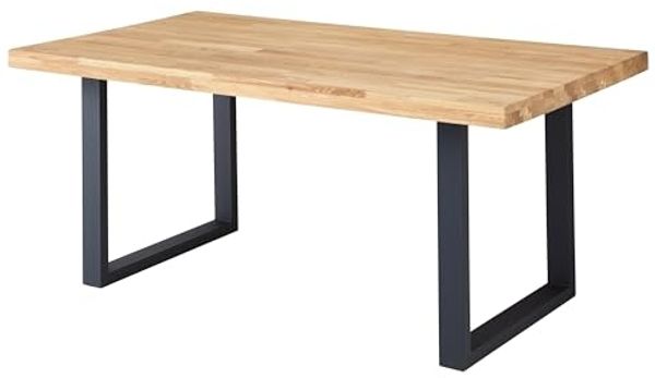 Esstisch >Chris U< in Eiche, schwarz, Massivholz, Metall - 180x76x100cm (BxHxT)