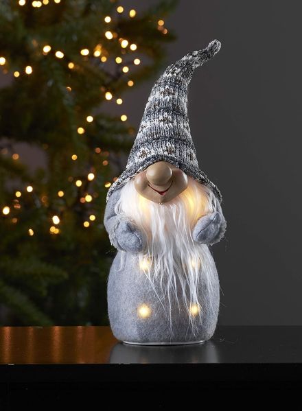 LED-Stoff-Figur "Joylight", Santa, grau/rot, 40 cm