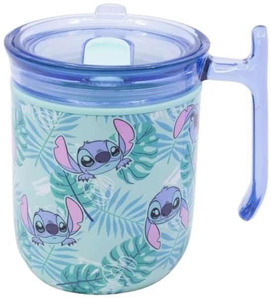 Disney Stitch Aloha Harmony Tasse 470 ml doppelwandig mit Deckel für unterwegs